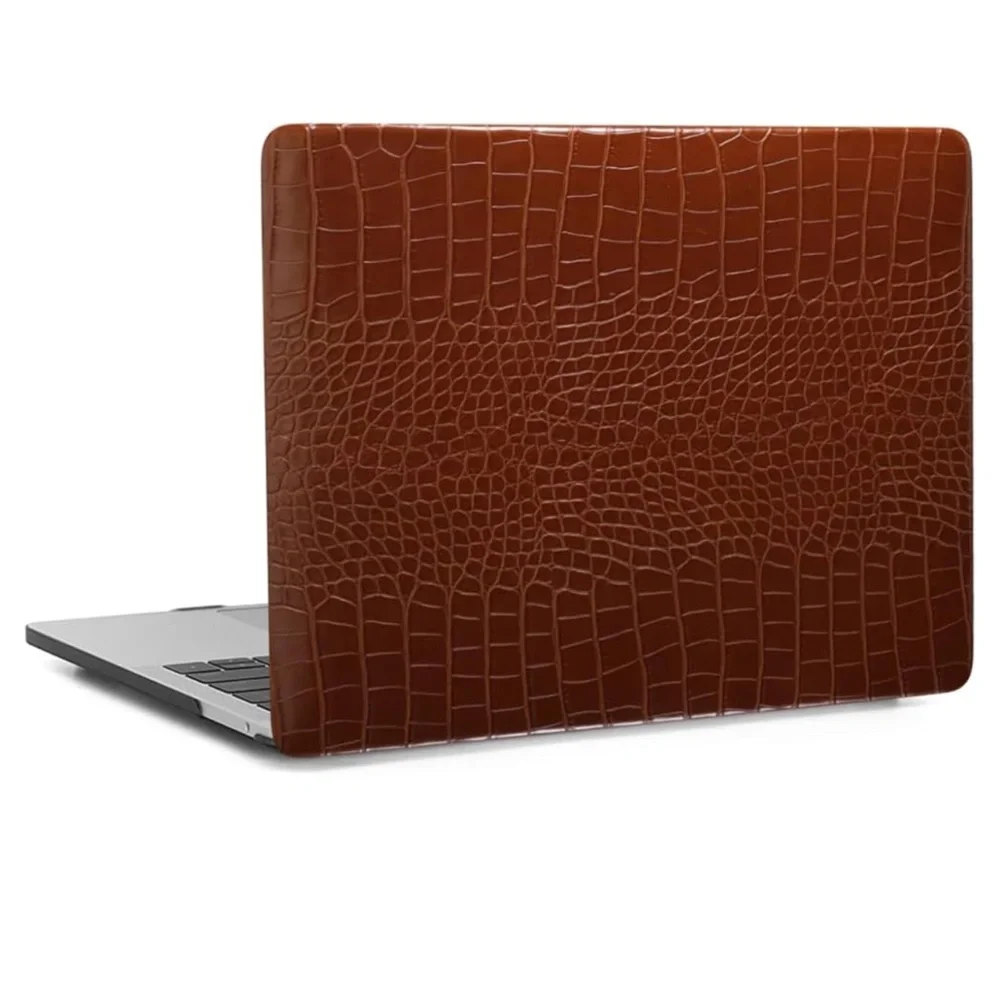 Brown Leather Hardshell Crocodile Print Cover for Tablet